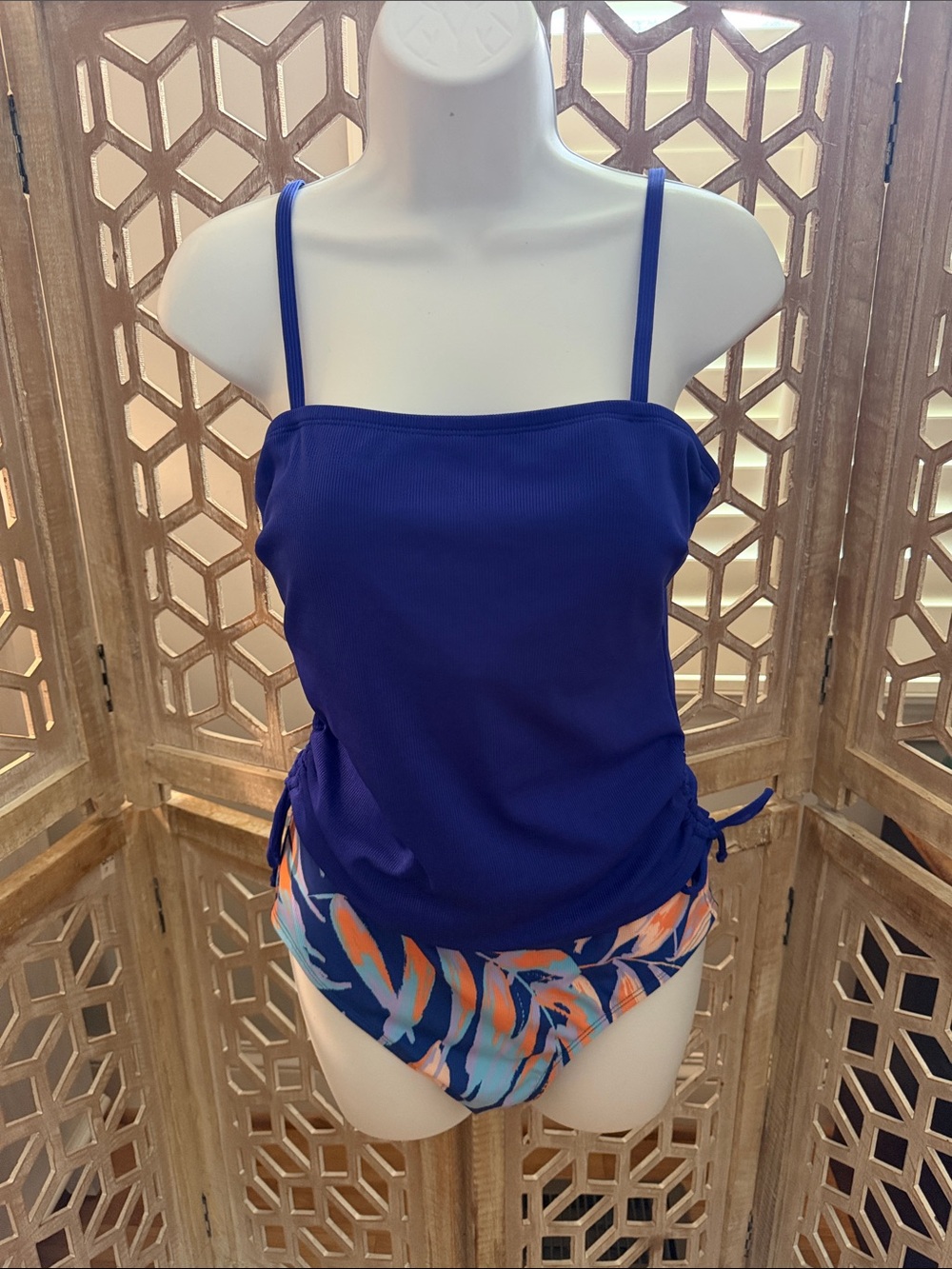 NWT Women's Cupshe 2-Piece Floral Tankini Swim Top & Swim Bottoms Set Size Med - Picture 4 of 9